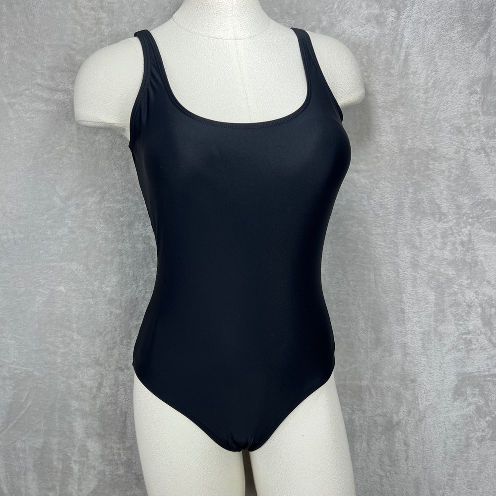 Unbranded Womens Black One Piece Swimsuit Scoop‎ Neck Adjustable Straps Size S